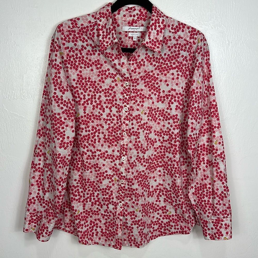 Foxcroft Zoey Wrinke Free Apples to Apples Button Down Shirt Size 10 - Picture 2 of 13